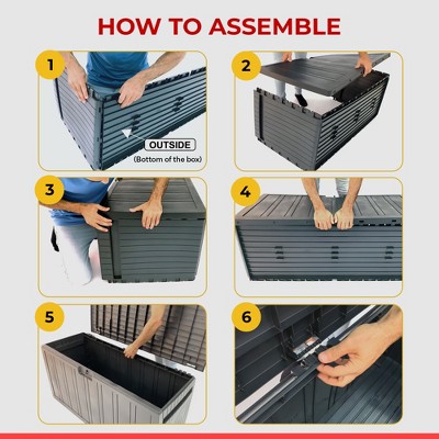 Brown Lockable Plastic Outdoor Storage Deck Box