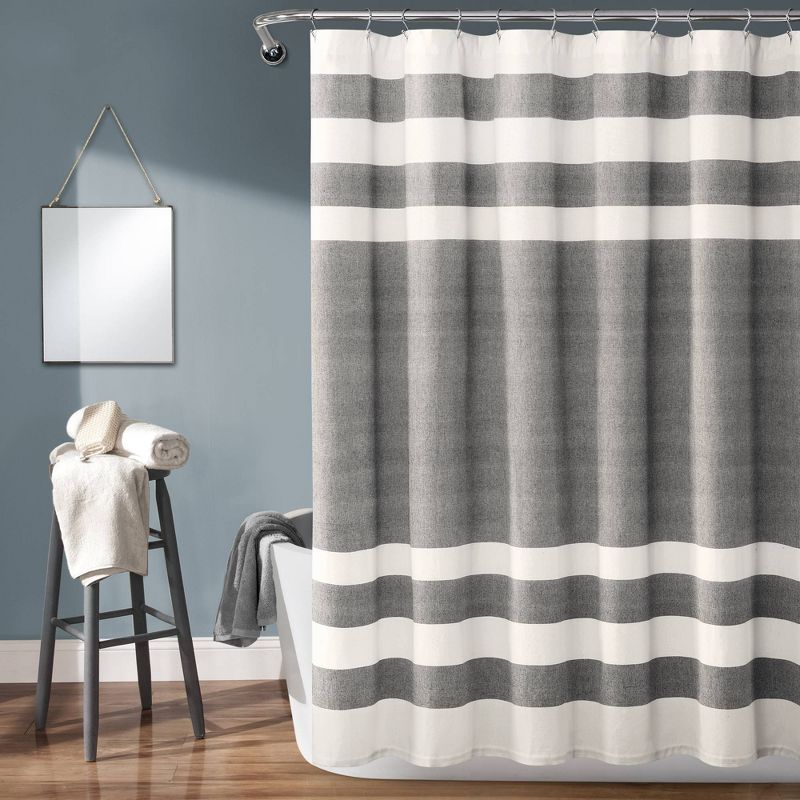Cape Cod Stripe Yarn Dyed Cotton Shower Curtain - Lush Décor, 1 of 9