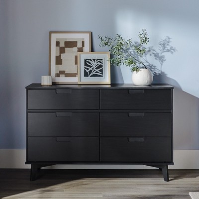 Mid-Century Modern Groove Wood 6-Drawer Dresser - Thumbnail 2