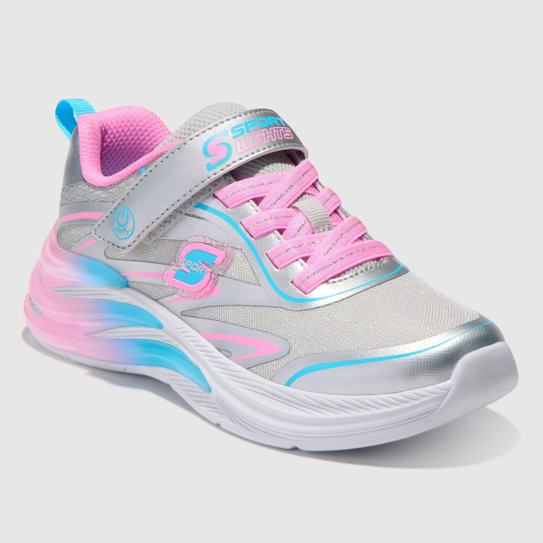 S Sport By Skechers Kids' Wave Princess Hook and Loop Sneakers - Silver