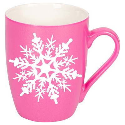Elanze Designs Snowflake Bold Line Princess Pink 10 ounce New Bone China Coffee Cup Mug