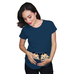 Maternity Peeking Twin Girls T Shirt Cute Adorable Pregnancy Tee For Mom To Be - Crazy Dog Maternity T Shirt - 1 of 4