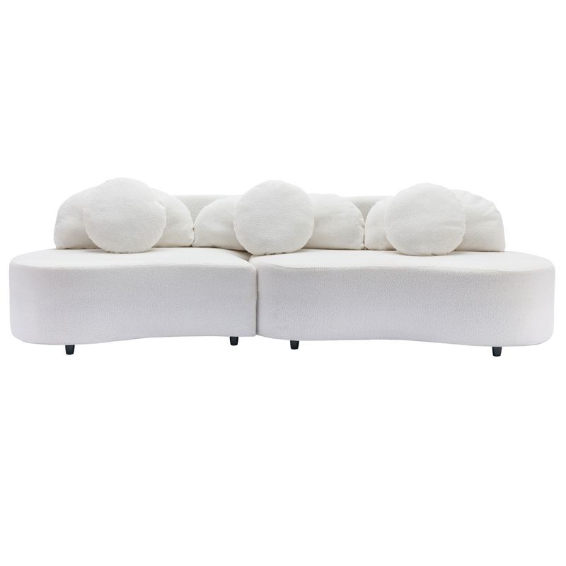 103.9" Modern Velvet Upholstered Curved Sofa with Decorative Throw Pillows-ModernLuxe, 4 of 13