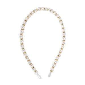 Unique Bargains Women's Cute Pearl Rhinestone Headbands White 1 Pc - 1 of 4