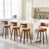 Bekrvio 26" Faux Leather Swivel Bar Stools Set of 1/2/3/4,Mid Century Modern Counter Chairs with Wood Legs and Curved Back for Kitchen Island - 2 of 4