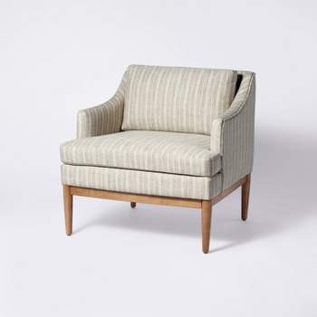 Howell Upholstered Accent Chair with Wood Base Light Stone Stripe - Threshold™ designed with Studio McGee
