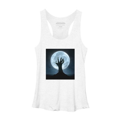 Women's Design By Humans Halloween! Zombie Hand Reaching from Grave T-Shirt By EBCD Racerback Tank Top