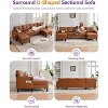 116 Inch Wide Faux Leather Sectional Couch with USB and Cup Holders , Comfy Tufted U Shaped Sofa and Chaise Lounge, Office Leather Sofa - 2 of 4