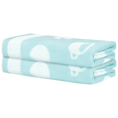 Unique Bargains 100% Cotton Cartoon Pattern Highly Absorbent Quick Dry Bath Towel 2 Pcs