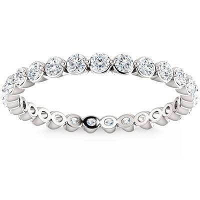 Pompeii3 3/4 Ct Diamond Single Prong Eternity Ring Wedding Stackable Band White Gold
