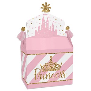 Big Dot of Happiness Little Princess Crown - Treat Box Party Favors - Pink and Gold Baby Shower or Birthday Party Goodie Gable Boxes - Set of 12 - 1 of 4
