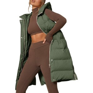 Imily Bela Womens Thick Hooded Down Vest Stand Collar Long Sleeveless Coat Jacket - 1 of 3