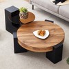 Round Coffee Table with Two Layers, Detachable MDF Legs and Wood-Textured Bottom for Living Room and Apartment - 4 of 4