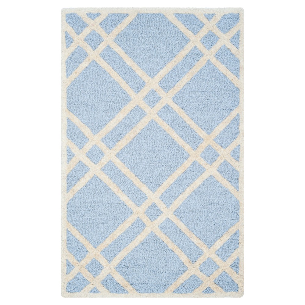 Frey Textured Wool Rug - Light Blue / Ivory (2' X 3') - Safavieh