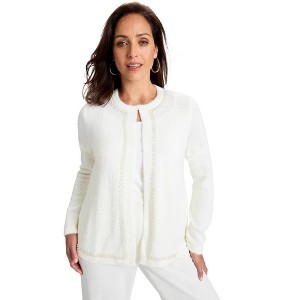 Jessica London Boucle Pearl Cardigan - 1 of 4