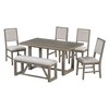 NicBex Dining Table Set for 6 Retro Rectangular Table with Trestle Base 4 Chairs and 1 Bench for Kitchen - 3 of 4