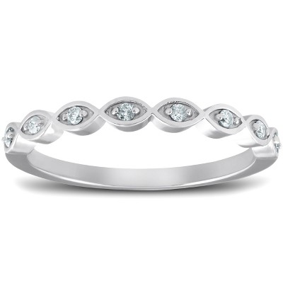 Pompeii3 Diamond Wedding Ring Womens Stackable 10k White Gold Anniversary Band