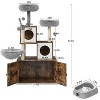 Cat Tree with Litter Box Enclosure, 2-in-1 Modern Cat Tower with Hammock and Scratching Posts - 3 of 4