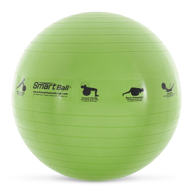 Prism Fitness 23" Smart Self-Guided Stability Exercise Ball w/13 Exercises Printed for Yoga, Pilates, Office Ball Chair and More, Green, 2 of 7