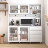 63" Large Microwave Cabinet With 4 Doors And 4 Drawers,Freestanding Kitchen Hutch Cabinet With Microwave Shelf-Cuddlewood - 2 of 4