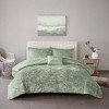 Sapphtopaz 4-Piece Blush Crushed Velvet Comforter Set, Diamond Quilted King/Cal King Quilt Set with 2 Shams & Decorative Pillow -Green - 4 of 4
