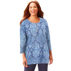 Catherines Women's Plus Size Suprema Feather Together Tee - 1 of 4