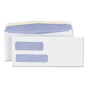 Universal Double Window Business Envelope, #9, Commercial Flap, Gummed Closure, 3.88 x 8.88, White, 500/Box - 1 of 2