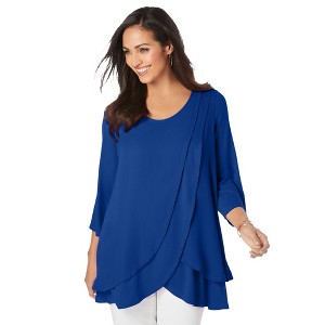Jessica London Women's Plus Size Double Layer Tunic - 1 of 4