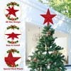 Aoibox 8 Inch Red Glitter 3D Star Christmas Tree Topper Waterproof Shatter Proof Plastic for 4 to 8 ft Trees Holiday Indoor Outdoor Decor 1 Piece - 4 of 4