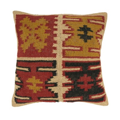 Saro Lifestyle Vibrant Poly Filled Pillow Infused with Cultural Elegance, Multicolored, 18"x18"