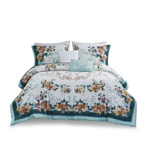 Gracie Mills Lemuel Shabby Chic Floral Cotton Comforter Set with Decorative Pillows - 1 of 4
