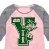 Girls' - Star Wars - Yoda Letterman Shirt Tail Raglan Graphic T-shirt - 2 of 4