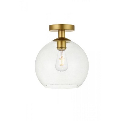 Elegant Lighting Baxter 1 Light Brass Flush Mount With Clear Glass