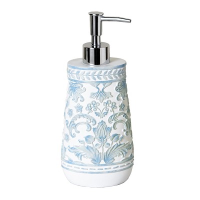 Lakeside Madeleine Soap/Lotion Pump Dispenser with Distressed Floral Carving - Ceramic