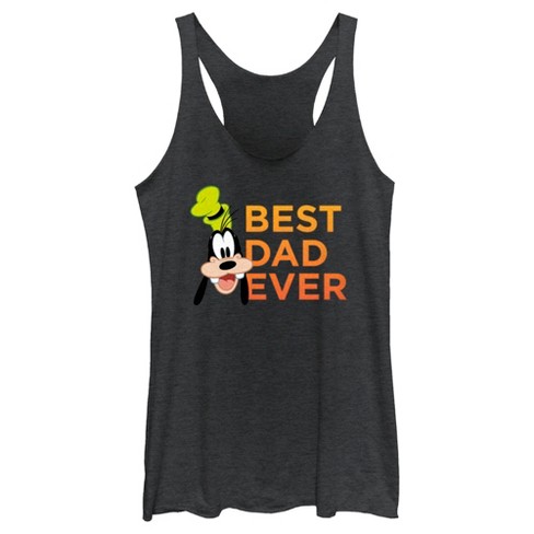 Women's Mickey & Friends Father's Day Best Goofy Dad Ever Racerback Tank  Top - Black Heather - 2X Large