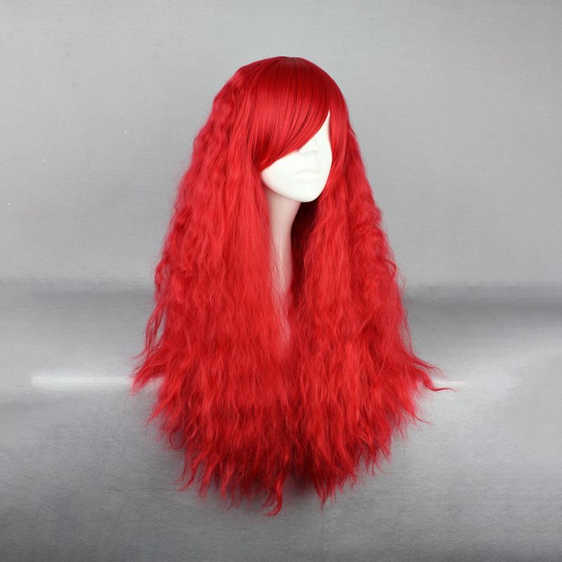 Unique Bargains Women's Curly Wig Wigs 28" Red with Wig Cap Long Hair, 3 of 7