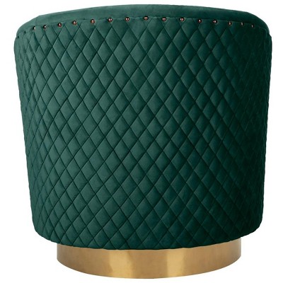 Emerald Velvet Swivel Barrel Chair with Gold Accents