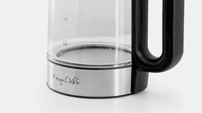 MegaChef 1.8L Silver Glass and Stainless Steel Electric Tea Kettle