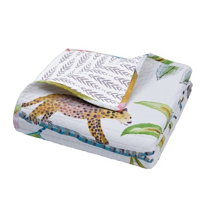 Vintage Tropical Paradise Cotton Quilted Throw 50x60 in - Reversible