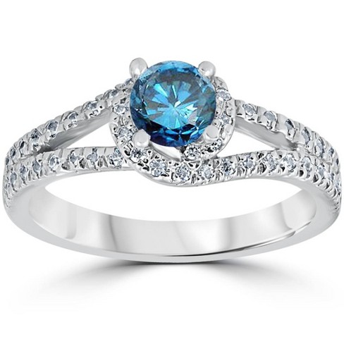 Pompeii3 1ct Blue Diamond Twist Engagement Ring 14k White Gold : Target