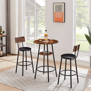 PAGED 5-Piece Bar Table Set with 4 PU Leather Bar Stools & 1 Modern Dining Table for Kitchen/Dining Room - 1 of 4