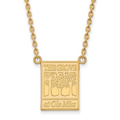 Black Bow Jewelry 10k Yellow Gold Mississippi Rebels NCAA Necklace 18 Inch
