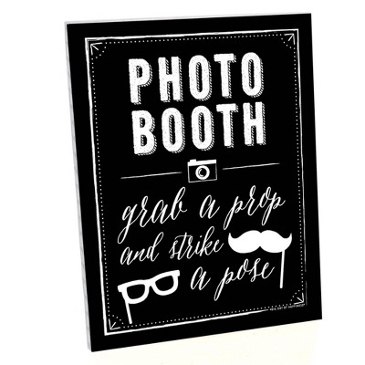 Big Dot of Happiness Photo Booth Sign - Printed on Sturdy Plastic Material - 10.5 x 13.75 inches - Sign with Stand - 1 Piece