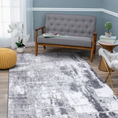 Contemporary Abstract Gray Synthetic 95'' Area Rug