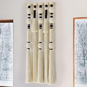 Aoibox Macrame Wall Hanging with Tassels, Sphericity Cotton Yarn Art for Bedroom Living Room Decor, 15.7" W x 39" L - 1 of 4