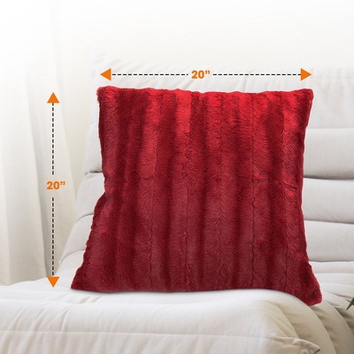 Maroon Faux Fur Decorative Throw Pillow Cover