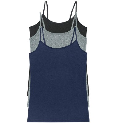 Felina Womens Cotton Modal Camisole, Adjustable Cotton Tank Top 3-pack  (black Grey Navy, Small) : Target