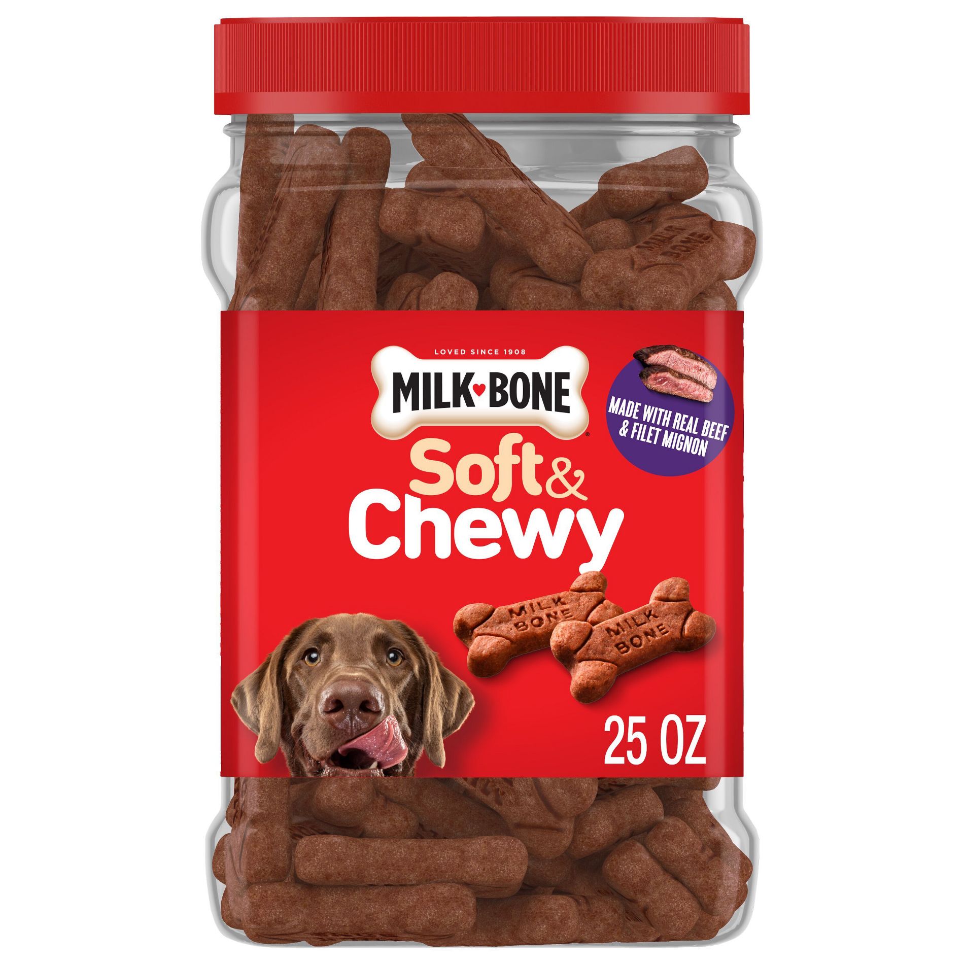 Milk-Bone Beef Soft & Chewy Filet Mignon Canister Dog Treats - 25oz