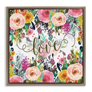 Stupell Industries Elegant Love Floral Pattern Black Framed Floater Canvas Wall Art - 1 of 4