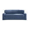 Sure Fit 2pc 96" Wide Cedar Stretch Textured Sofa Slipcover Indigo: Elastic Fit, Indoor Use, Pet Friendly - 4 of 4
